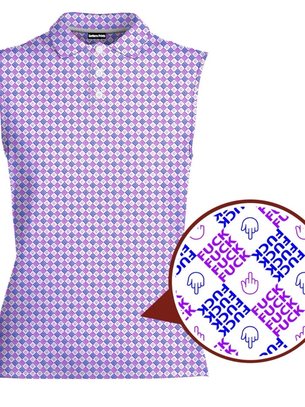 Women’s Sleeveless Golf Polo - Purple Pattern (Explicit)